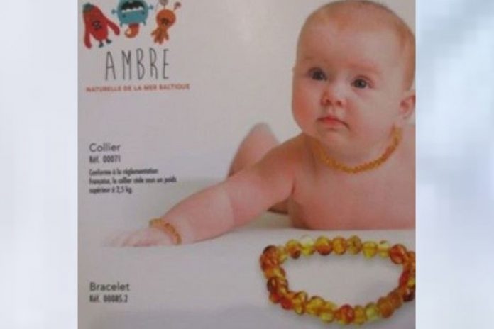 Collana d'ambra per neonati di 32-33 cm