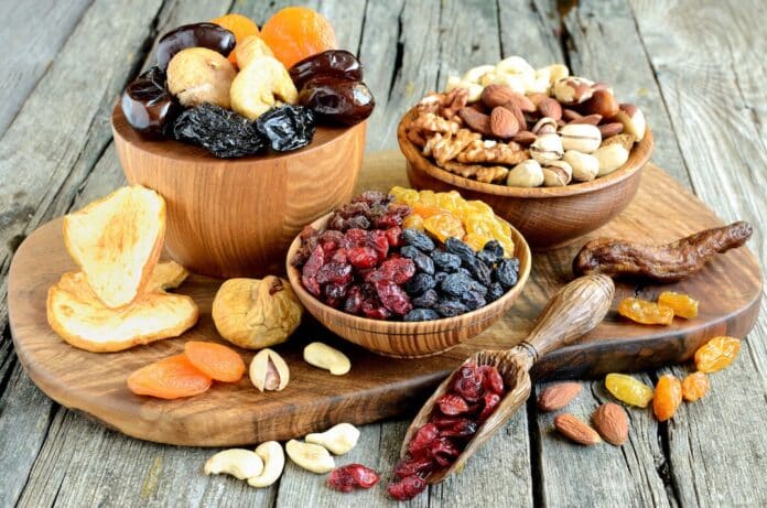 Mix of dried fruits and nuts - symbols of judaic holiday Tu Bishvat FRUTTA SECCA