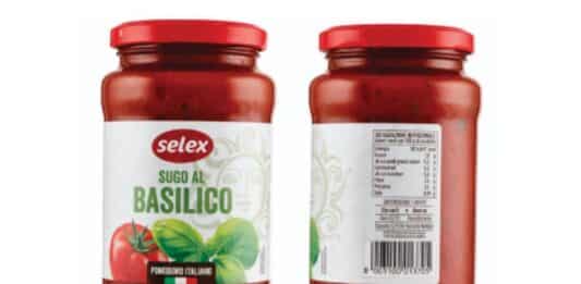 Pezzi di vetro: Selex richiama sugo al basilico
