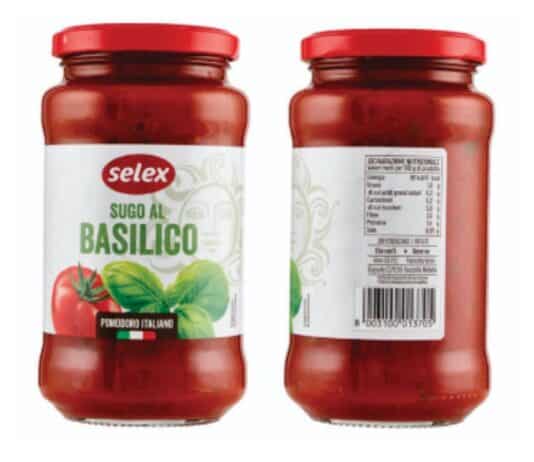 Pezzi di vetro: Selex richiama sugo al basilico
